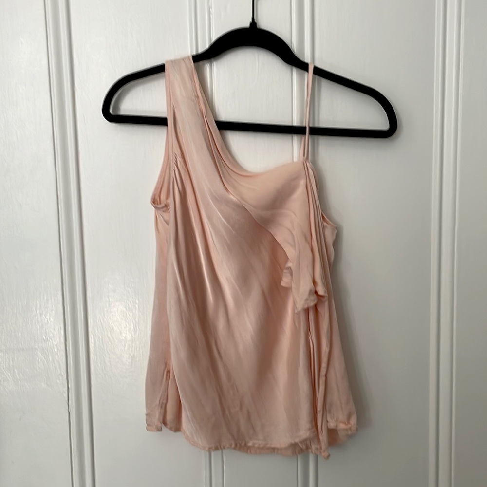 Pink silk/satin one shoulder top
